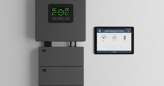 Lakossági energiatároló inverter, akkumulátor, napelem, monitoring